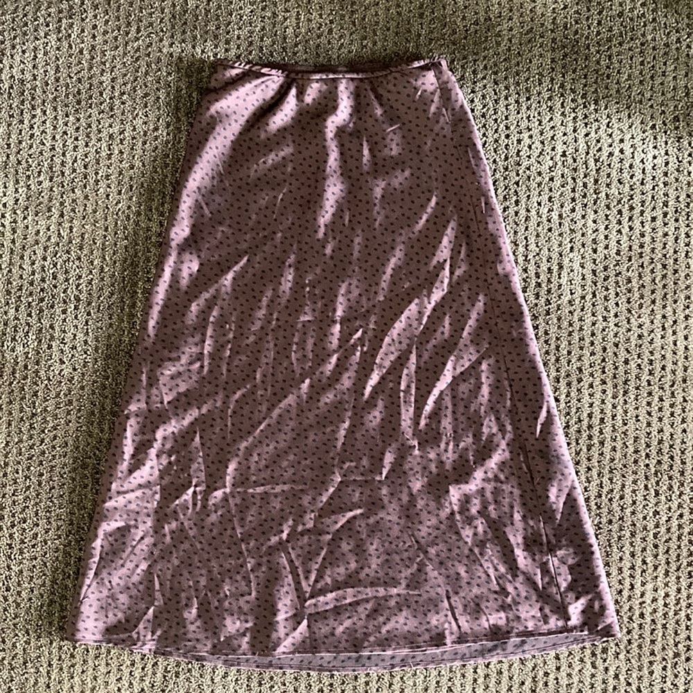 Long brown & black polka-dotted silk skirt from Abercrombie + Fitch Size XS